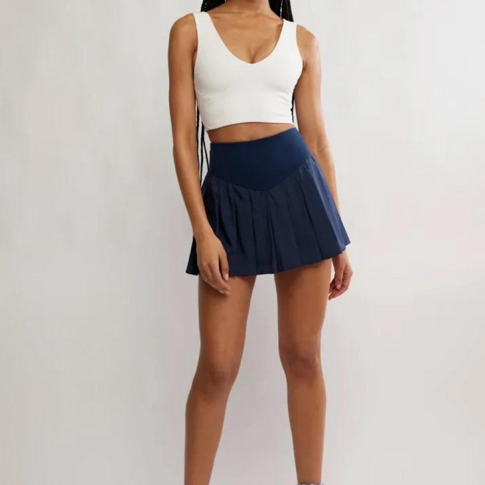 FP Movement Pleated Skort Women M Navy Blue Excellent Athletic Tennis Skirt